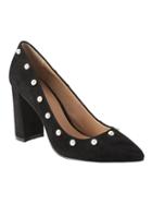 Banana Republic Womens Pointed-toe Block-heel Pump With Pearls Black Size 9 1/2
