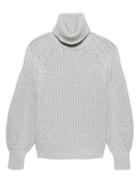Banana Republic Womens Cashmere Chunky Ribbed Turtleneck Sweater Light Gray Size S