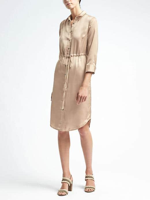 Banana Republic Charmeuse Shirtdress - Golden Sand