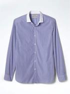 Banana Republic Mens Heritage Grant Fit Micro Stripe Shirt - Neon Cobalt