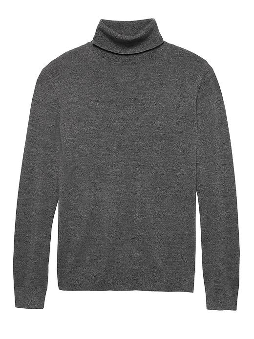 Banana Republic Mens Extra-fine Italian Merino Wool Turtleneck Stardust Grey Size S