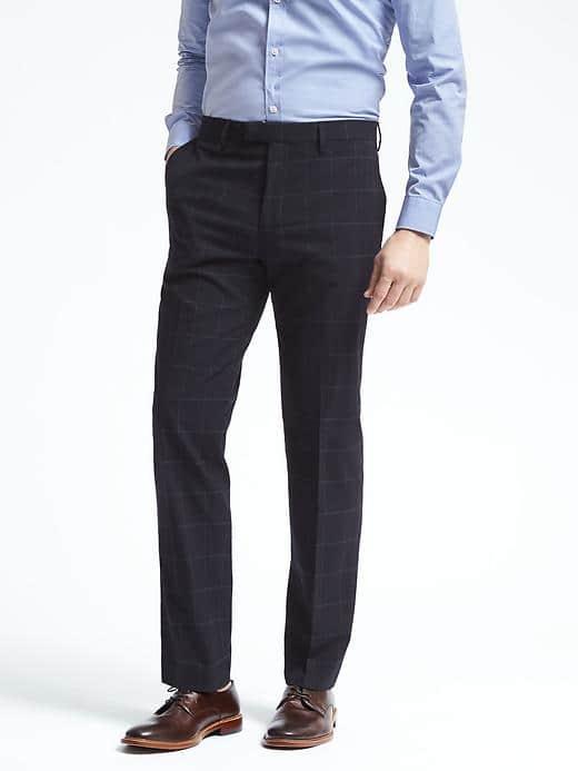 Banana Republic Mens Standard Nanotex Cotton Wool Dress Pant - Navy