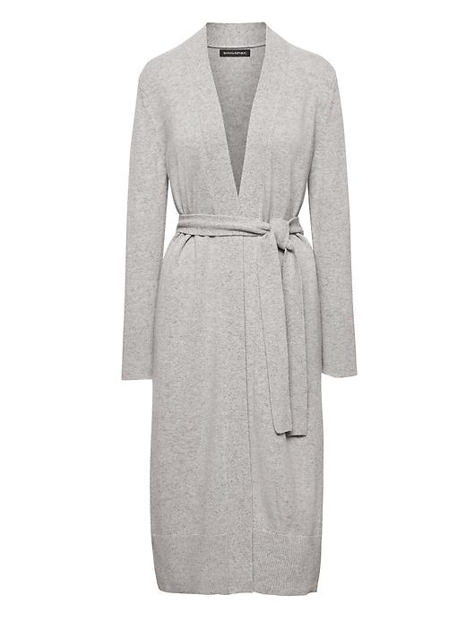 Banana Republic Womens Wool-cotton Blend Duster Cardigan Sweater Light Gray Size Xs