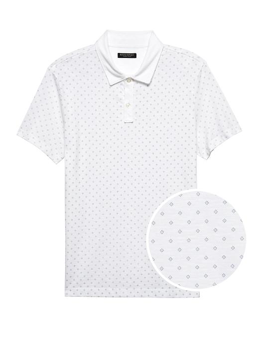 Banana Republic Mens Luxury-touch Diamond Print Polo Shirt White Size L