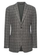 Banana Republic Mens Slim Plaid Wool-blend Blazer Medium Heather Gray Size 40