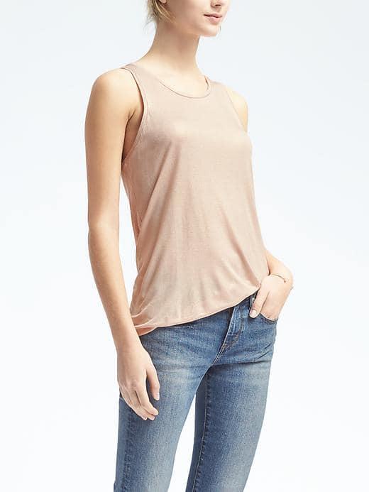 Banana Republic Metallic Modal Crew Tank - Light Pink