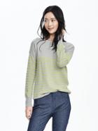 Banana Republic Womens Todd &amp; Duncan Stripe Cashmere Sweater Size L - Light Gray
