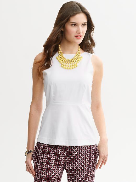 Banana Republic White Sateen Peplum Top
