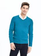 Banana Republic Mens Silk Cotton Cashmere Vee Sweater Pullover Size Xs - Racer Blue