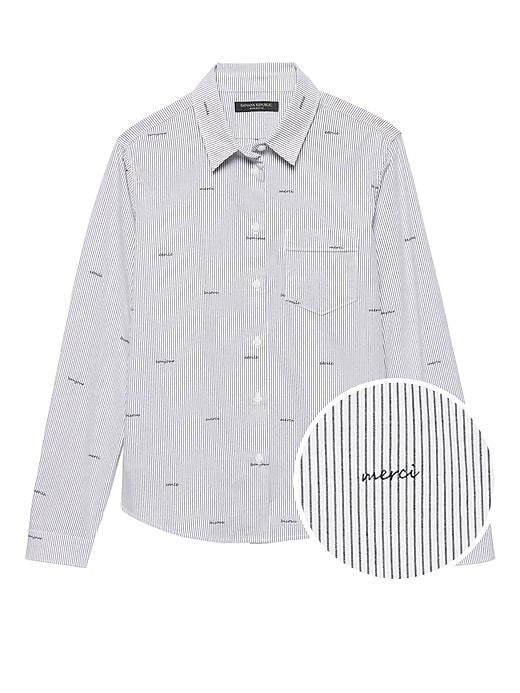 Banana Republic Womens Quinn Fit Merci Stripe Shirt White Print Size Xxs