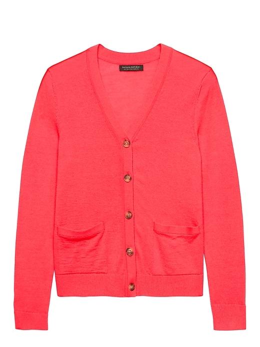 Banana Republic Womens Machine-washable Merino Cropped Cardigan Sweater Neon Coral Glow Size Xxs