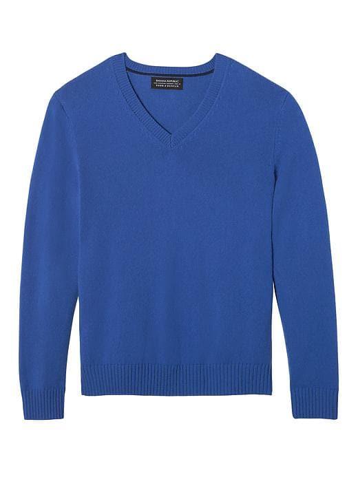 Banana Republic Mens Todd & Duncan Cashmere V-neck Sweater Riviera Blue Size L