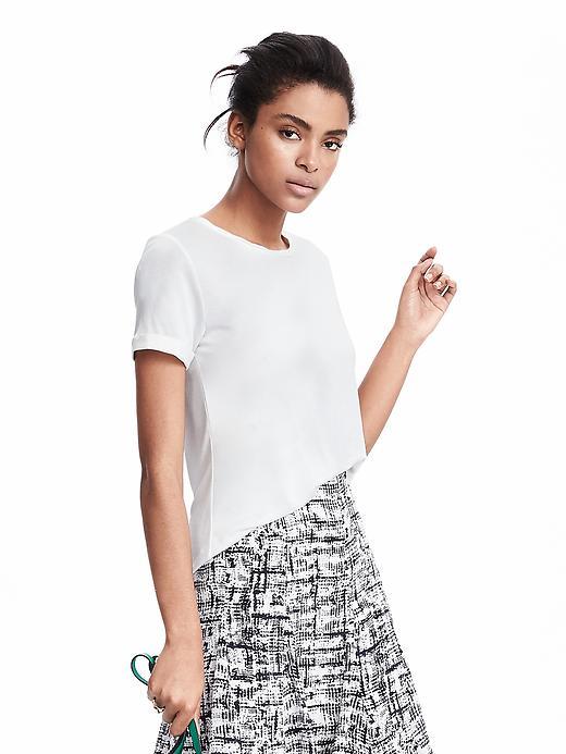 Banana Republic Womens Roll Sleeve Crew Tee Size L - Snow Day