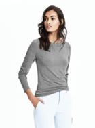 Banana Republic Womens Long Sleeve Ballet Top - Dark Heather Gray