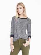 Banana Republic Womens Long Sleeve Stripe Top Size L - Preppy Navy
