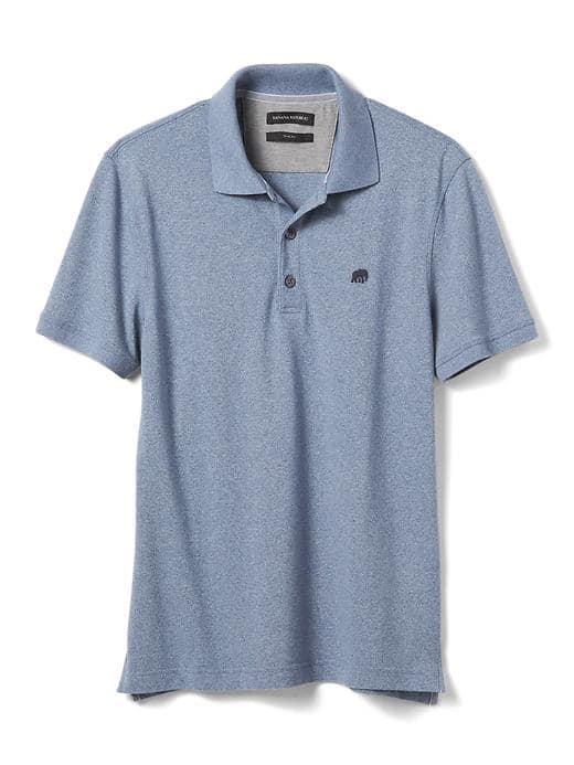 Banana Republic Mens Slim Pique Polo - Light Blue Heather