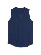 Banana Republic Womens Piped V-neck Top Navy Star Size S