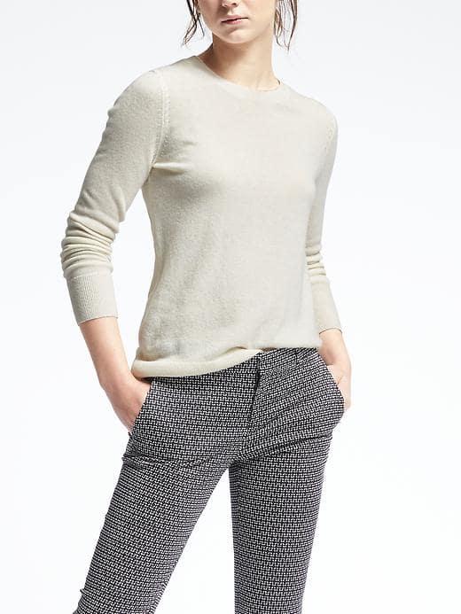 Banana Republic Womens Italian Cashmere Blend Rope Trim Pullover - Cocoon