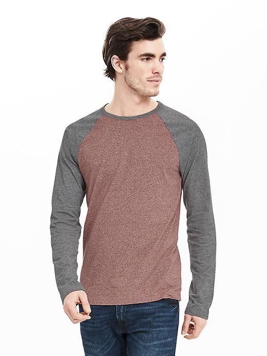 Banana Republic Mens Soft Wash Raglan Crew Size L Tall - Red Heather
