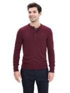 Banana Republic Mens Extra Fine Merino Wool Henley Sweater Pullover Size L Tall - Sour Cherry