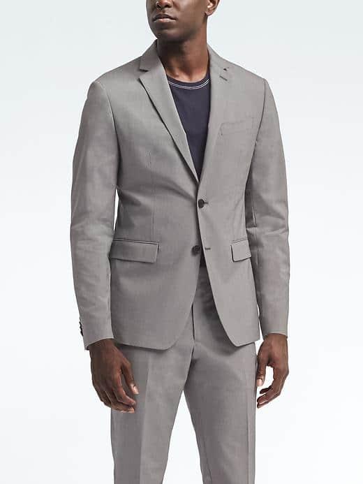 Banana Republic Mens Slim Light Gray Wool Cotton Suit Jacket - Gray Sky
