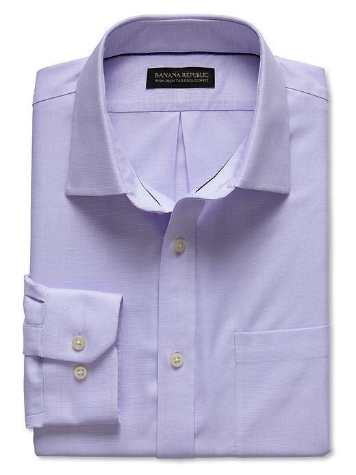 Banana Republic Tailored Slim Fit Non Iron Micro Square Shirt - Lilac