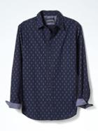 Banana Republic Mens Camden Fit Custom Wash Line Print Shirt - Preppy Navy