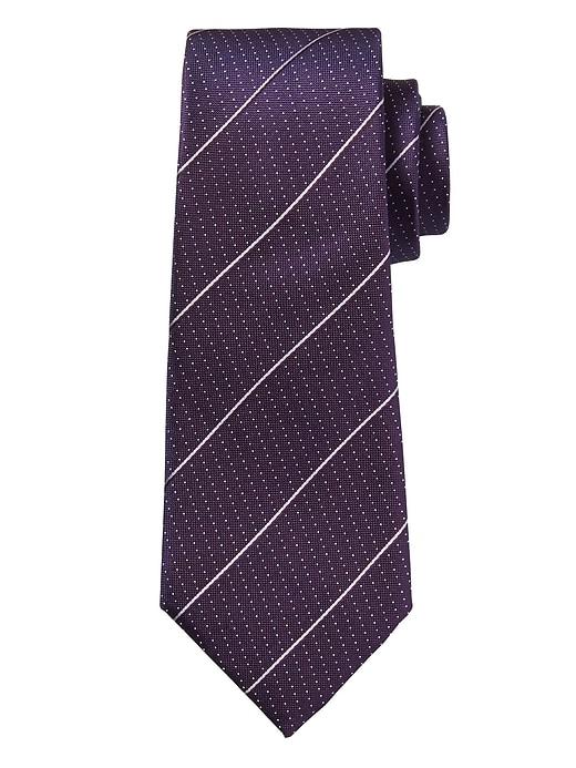 Banana Republic Mens Refined Stripe Dot Nanotex Tie Deep Grape Size One Size