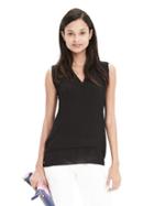 Banana Republic Womens Laser Cut Vee Sleeveless Blouse Size L - Black