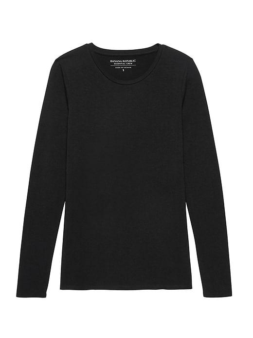 Banana Republic Womens Stretch Cotton-modal Fitted Crew-neck T-shirt Black Size Xs