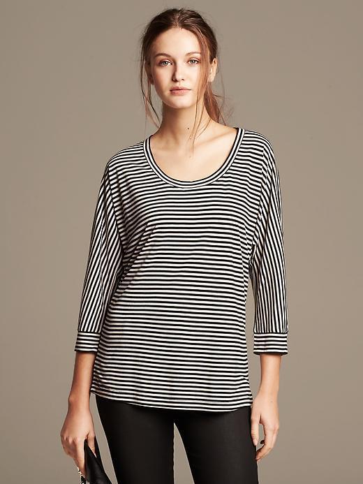 Banana Republic Striped Dolman Sleeve Tee - Country Beige