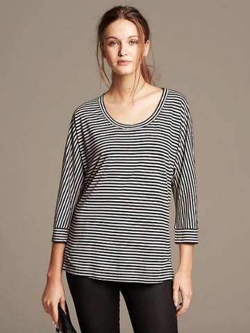 Banana Republic Striped Dolman Sleeve Tee - Country Beige