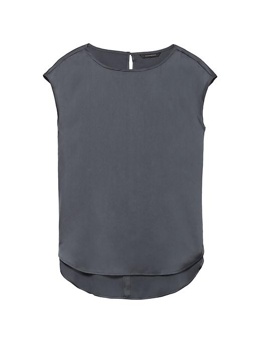 Banana Republic Womens High-low Curved Hem Top Midnight Gray Size Xs