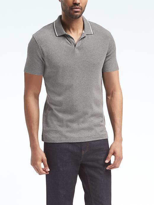 Banana Republic Mens Mesh Sport Polo - Gray Sky
