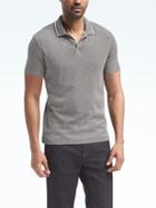 Banana Republic Mens Mesh Sport Polo - Gray Sky