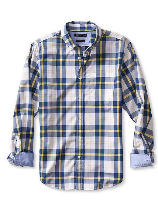 Banana Republic Mens Camden Fit Check Cotton Shirt Size L Tall - Radiance