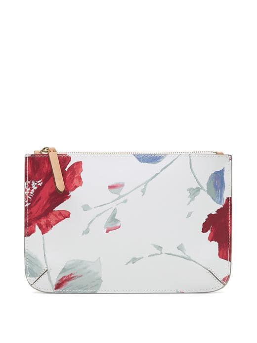 Banana Republic White Floral Medium Pouch - White