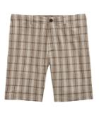 Banana Republic Mens 9 Cotton-linen Aiden Slim Plaid Short Golden Khaki Size 32w
