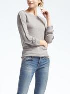 Banana Republic Womens Merino Scallop Boatneck Sweater - Medium Gray Heather