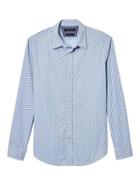 Banana Republic Mens Camden Fit Custom Wash Floral Stripe Shirt - Navy Star