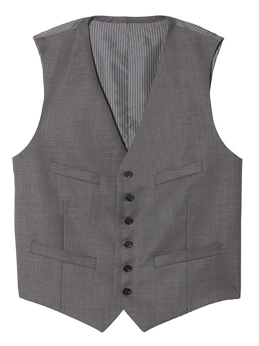 Banana Republic Mens Italian Wool Sharkskin Suit Vest Dark Gray Size 44