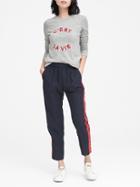 Banana Republic Womens Italian Merino-blend Embroidered Sweater Light Gray Size M