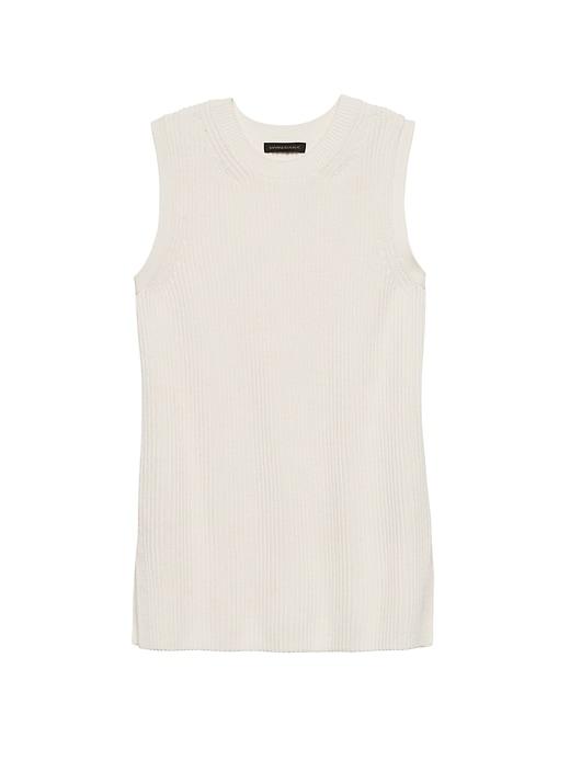 Banana Republic Womens Petite Cotton-blend Sweater Tunic Ivory Size S