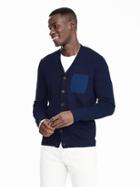 Banana Republic Mens Colorblock Pocket Cardigan Size L Tall - Dark Indigo