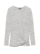 Banana Republic Womens Luxespun Twist-front T-shirt Mini Stripe Size Xl