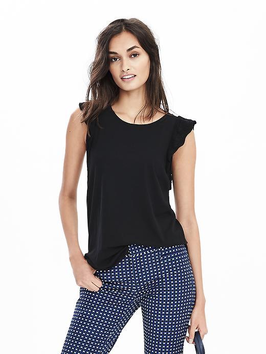 Banana Republic Ruffle Trim Tank Size L - Black