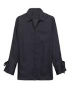 Banana Republic Womens Parker Tunic-fit Tie-cuff Shirt Pacific Navy Size S