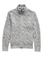Banana Republic Mens Marled Cable-knit Full-zip Sweater Jacket White Size M