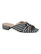 Banana Republic Womens Gingham Knotted Crossover Slide Black & White Size 5