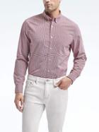 Banana Republic Mens Camden Fit Custom Wash Red Check Shirt - Modern Red